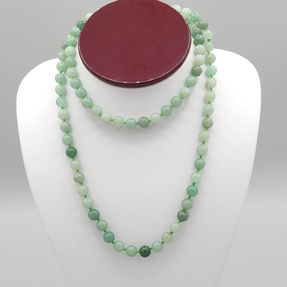 Unbranded Jewelry - Womens Light Green Aventurine Round Beaded Fashion Necklace 28 in